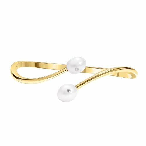 Gold bracelet with two pearls