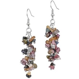 Multicolor stone dangle earrings with silver hooks