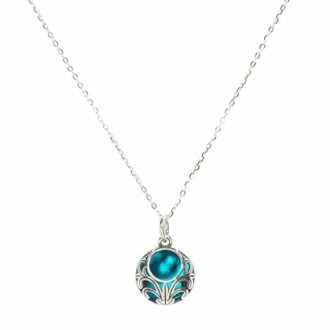 Silver necklace with a blue pendant