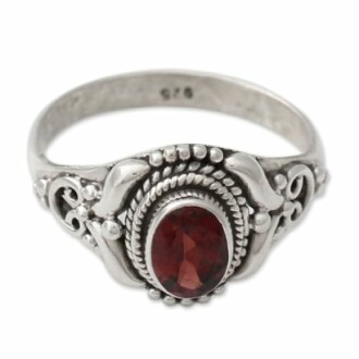 NOVICA Artisan Handmade Garnet Cocktail Ring